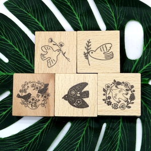 Carimbos de pássaros adoráveis, carimbo de borracha de madeira para fazer cartões, scrapbook, diário, planejador, decorativo, 5 estilos
