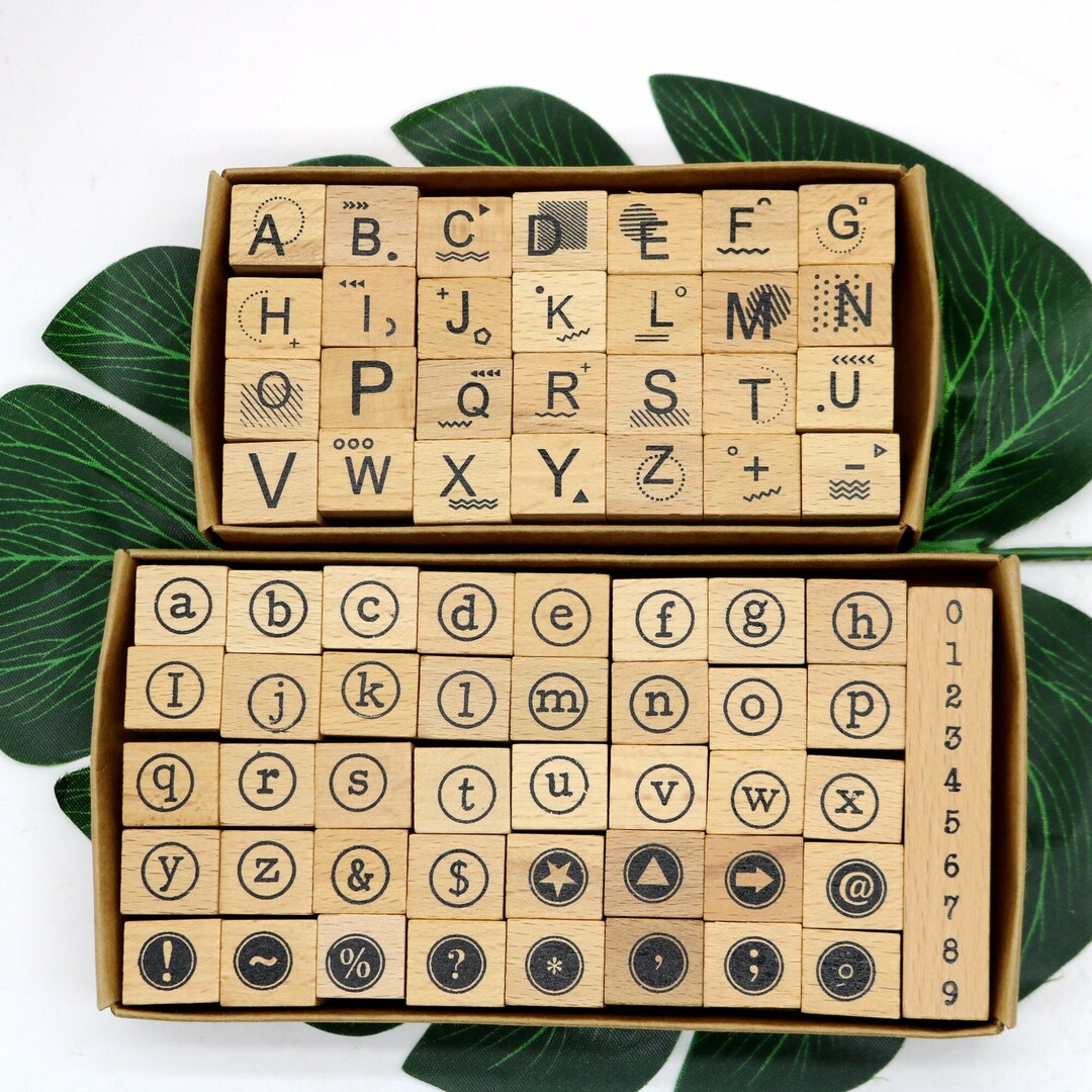 Rubber Alphabet Stamp Set Wooden Numbers Symbols Stamps for Diary Journal Planner Christmas