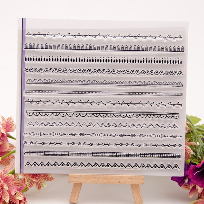 Classic Contracted Lines Lace Stamp kit Clear Rubber Stamps Planner Journal Scrapbook Decoration DIY