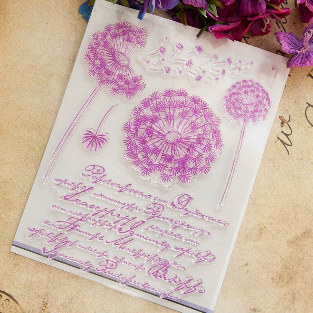 Large Dandelion Stamp Set, Clear Pretty Stamps Letters, DIY ...