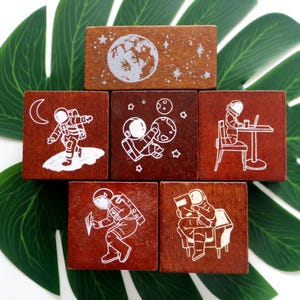 Astronaute Space Star Galaxy Tampon en caoutchouc pour création de cartes, outil de journalisation, 6 styles