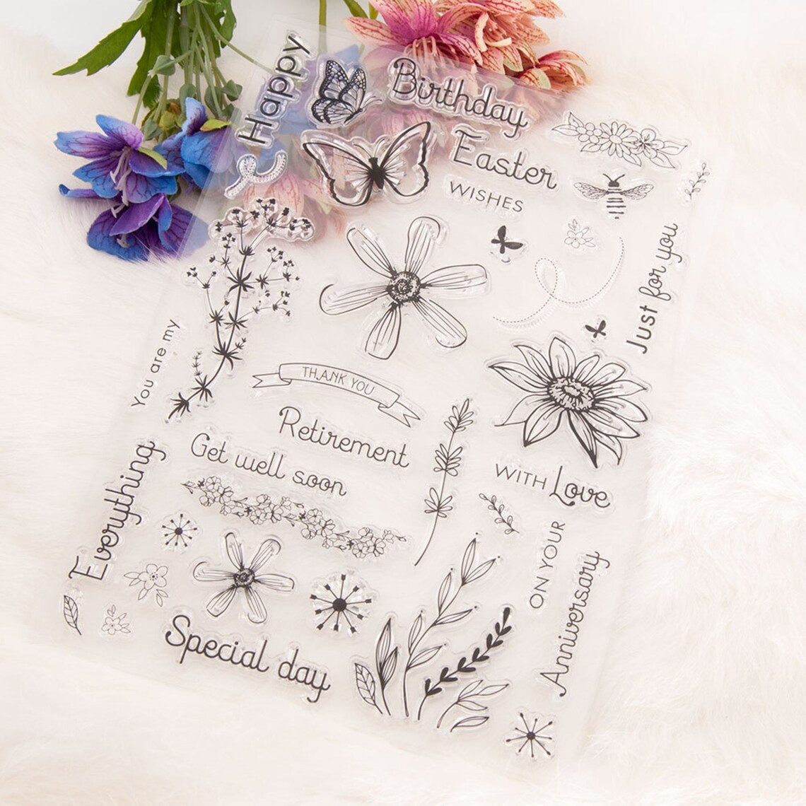 Clear Floral Stamps Kit Spring Theme for Kids Girls Gifts Card - Etsy