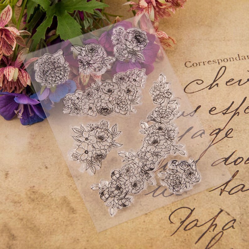 Clear Folower Stamp Set Floral Rubber Stamps For Bullet Journal Scrapbooking