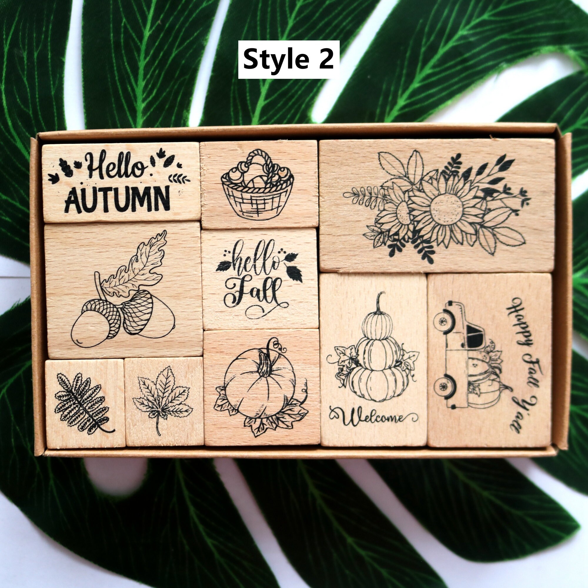 Thanksgiving Wooden Rubber Stamp Set: Autumn Harvest Designs Card ...