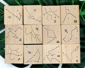 12 Constellation Stamp Aries Taurus Gemini Cancer Leo Virgo Libra Scorpio Sagittarius Capricorn Aquarius Pisces Rubber Stamp
