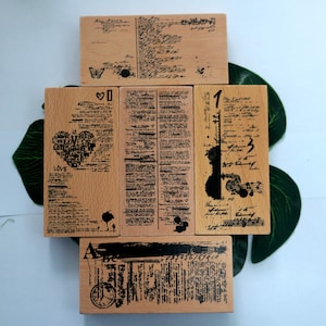 Sello de goma vintage de gran tamaño, sello de madera para hacer tarjetas, decorativo, diario Scrabpook, herramienta de colección, 6 estilos