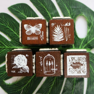 Rosen Wald Farn Blätter Poststempel Stempel Dreiseitiger Würfel Holz Stempel Für Kartenherstellung Scrapbooking Journaling Dekoration Werkzeug 5 Style