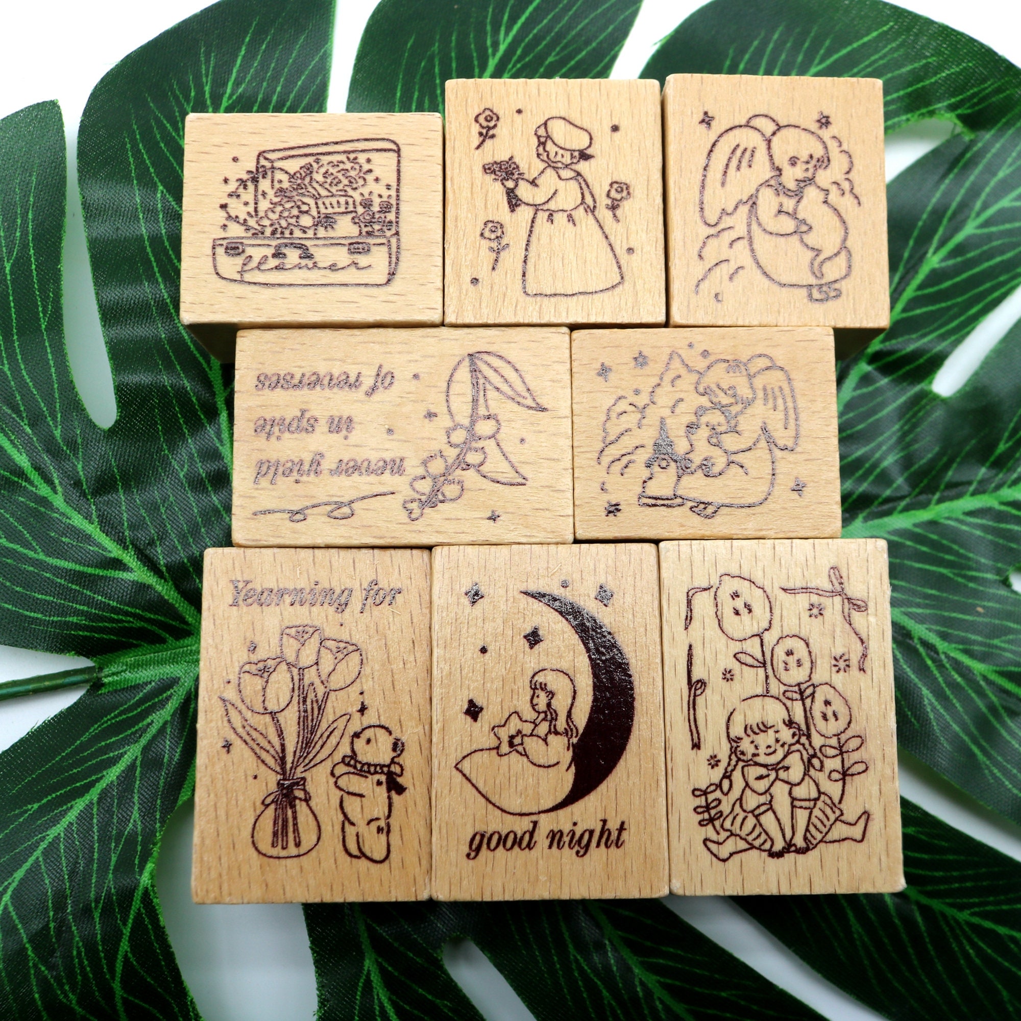 Large Square Wooden Rubber Stamp, Card Making, Scrapbooking, Diary, Journal  Decorating, Memo, Message Background . 4 Styles 