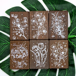 Floral Bouquet Wood Stamp Set: Scrapbooking & Card Making