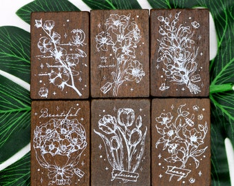 Floral Bouquet Wood Stamp Set: Scrapbooking & Card Making