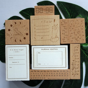 Klok in hout Stempel Maand Wekelijks Memo Recept Stempel voor Planner Dagboek Dagboek Decoratie 8 Stijl: