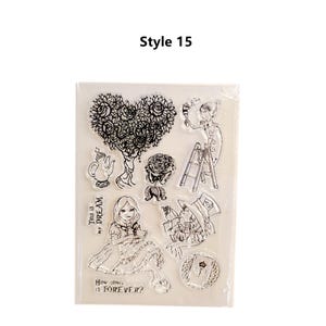 Juego de sellos vintage: creación de tarjetas, scrapbooking, diario, buzón, farola, 18 estilos Style 15