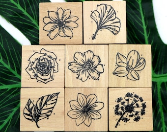 Pretty Flowers Wood Rubber Stamps: Scrapbook Card Making, 8 Styles