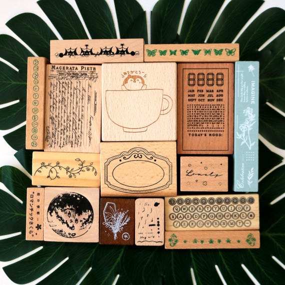 Floral Wooden Rubber Stamp Set for Journaling Card Making Scrapbooking 40 Style