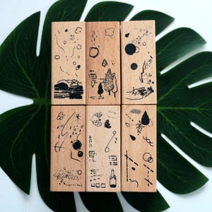 Naturalne tło krajobrazu, drewniany stempel gumowy do dekoracyjnego dziennika, pamiętnika, albumu, narzędzia do tworzenia kartek, 6 stylów