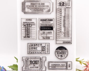 Clear Vintage Ticket Stamp Kit for Planner Diary Journal Scrapbook Decorating DIY