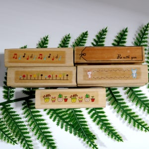 Preciosos sellos de goma de madera decorativos para diario, álbum de recortes, decoración, fabricación de tarjetas, 5 estilos de notas musicales de encaje