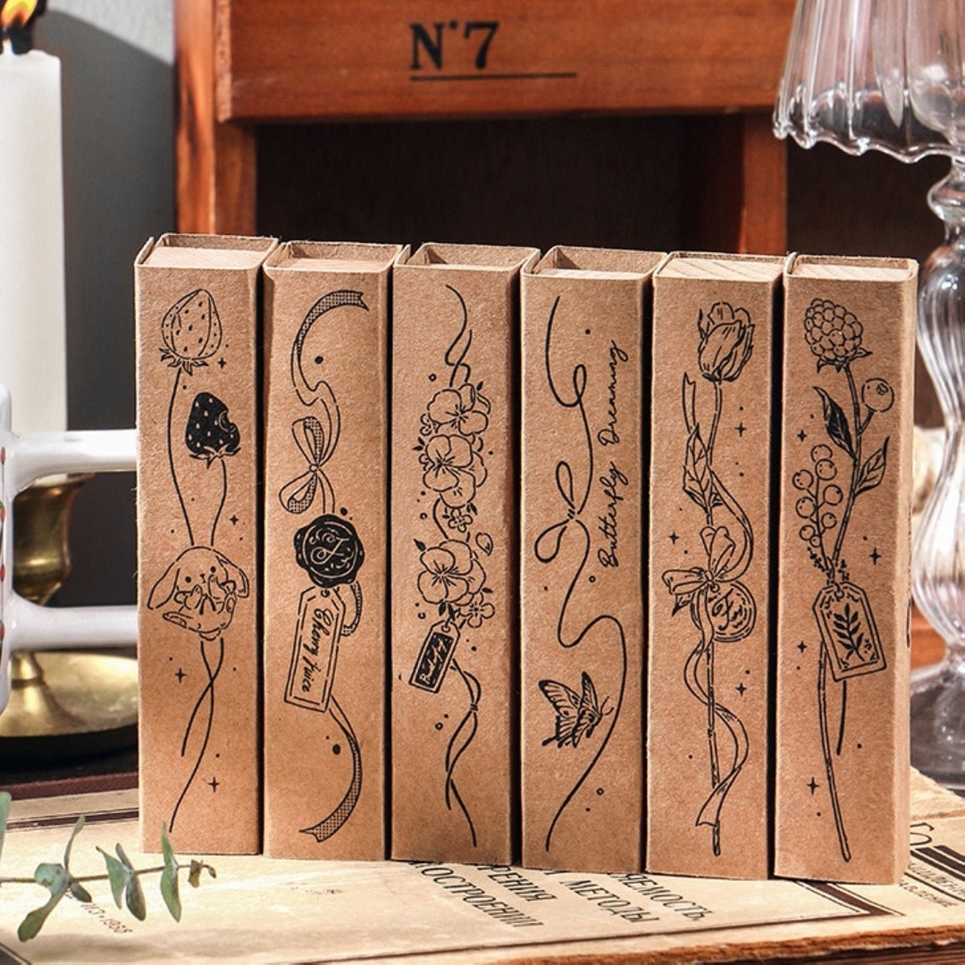 Pretty Floral Stamp Wood Rubber Stamps Bow for Card Making Etsy