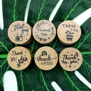 Sello de goma de madera de agradecimiento redondo Sellos de agradecimiento Carta de invitación Envoltura de regalos Fabricación de tarjetas 6 estilos