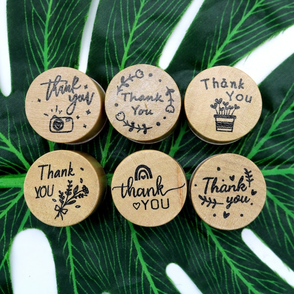 Thank You Wood Rubber Stamp Rournd Thanks Stamps Invitation Letter Gift Wrapping Card Making 6 Style