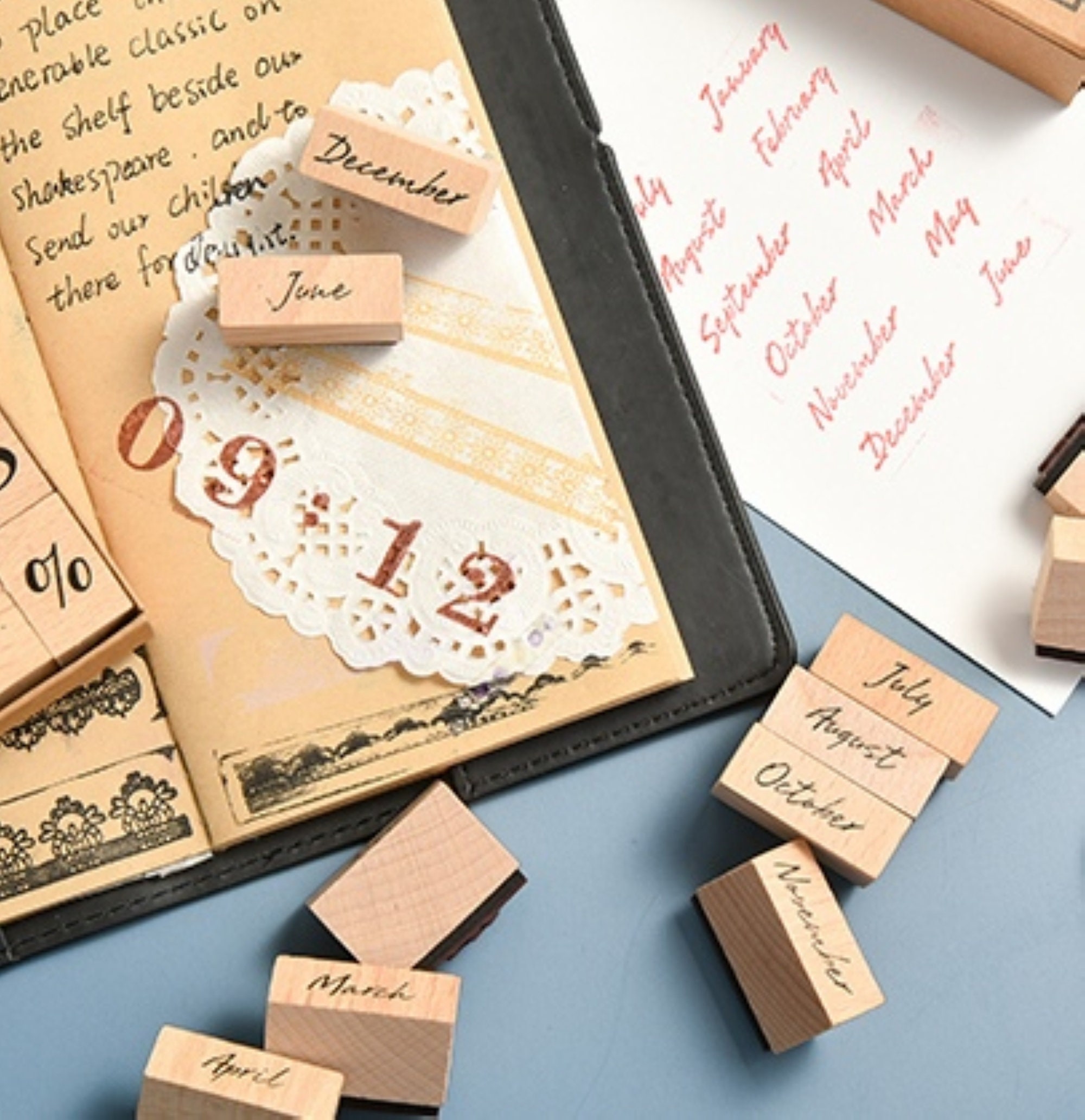 Month Rubber Stamp Set For Planner Diary Bullet Journal 12pcs Etsy