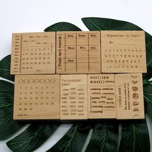 Kalender planner stempel datum wekelijkse maand maan maan voor planner dagboek dagboek klok in 7-stijlen