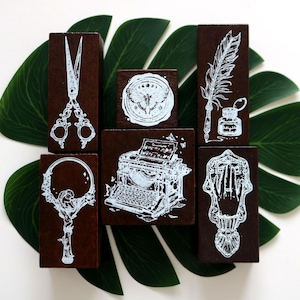 Tampon en caoutchouc vintage en bois pour la fabrication de cartes, scrapbooking, journalisation, lettre décorative d'invitation, 6 styles