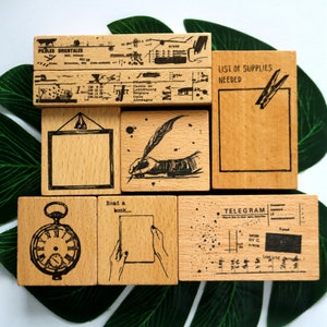 Vintage Holz Stempel mit Gummi Stempel Für Kartenherstellung Scrapbooking Art Journal Dekoration DIY 8 Styles