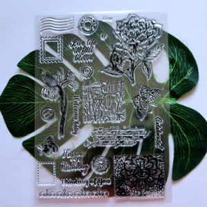 Floral Christmas Stamp Set: Snowflake, Tree, DIY Card Making