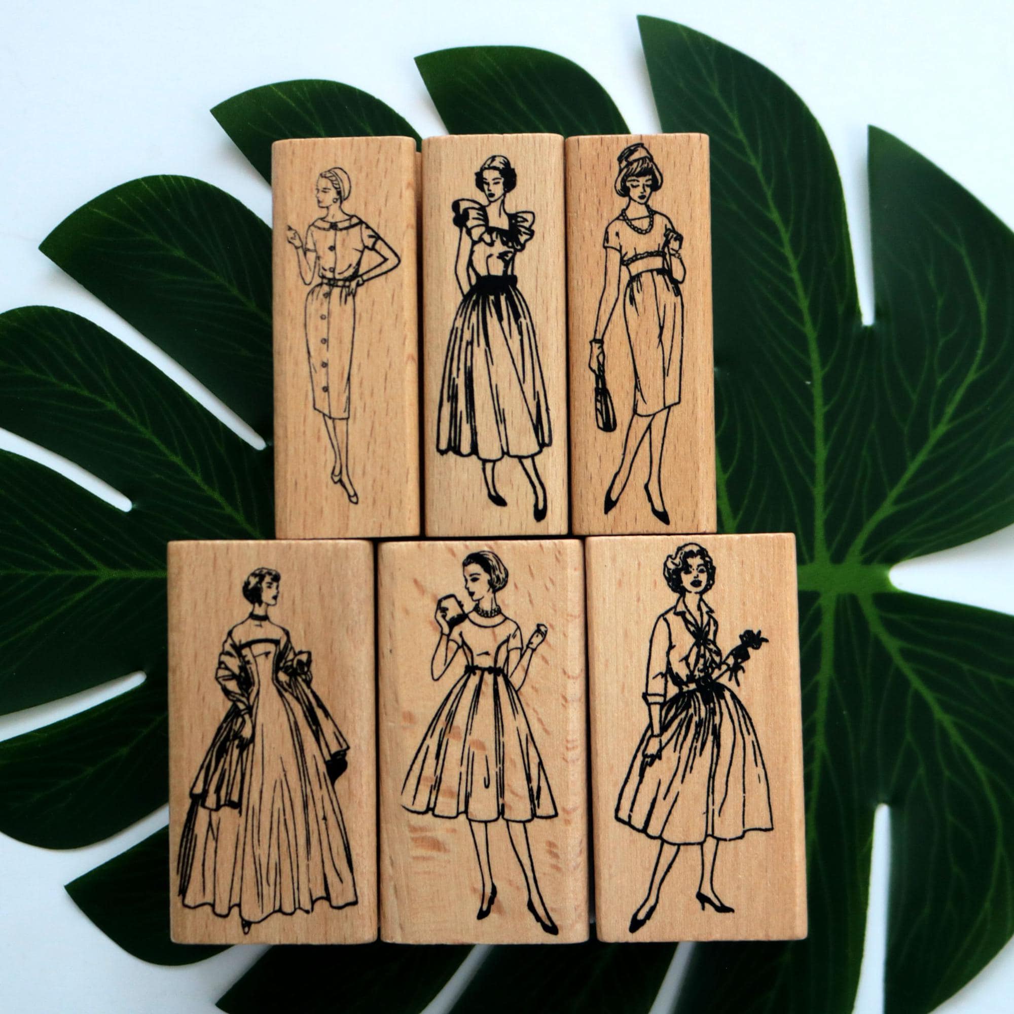Vintage Girl Figure Rubber Stamps: Card Making Decorative Journal Scrapbook Tool