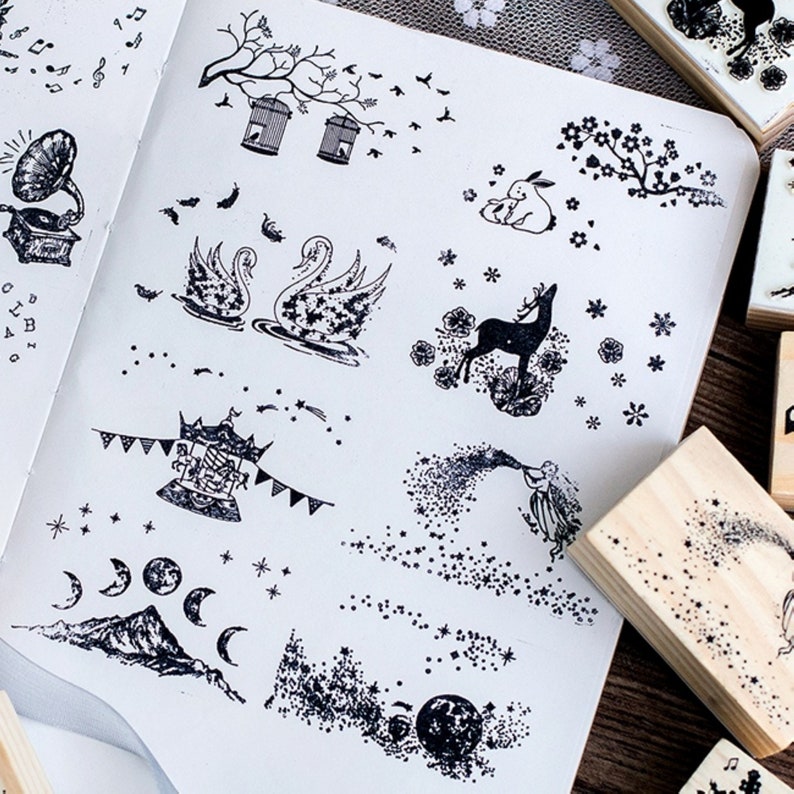 Decorative Wooden Rubber Stamp for Card Making Scrapbooking Etsy