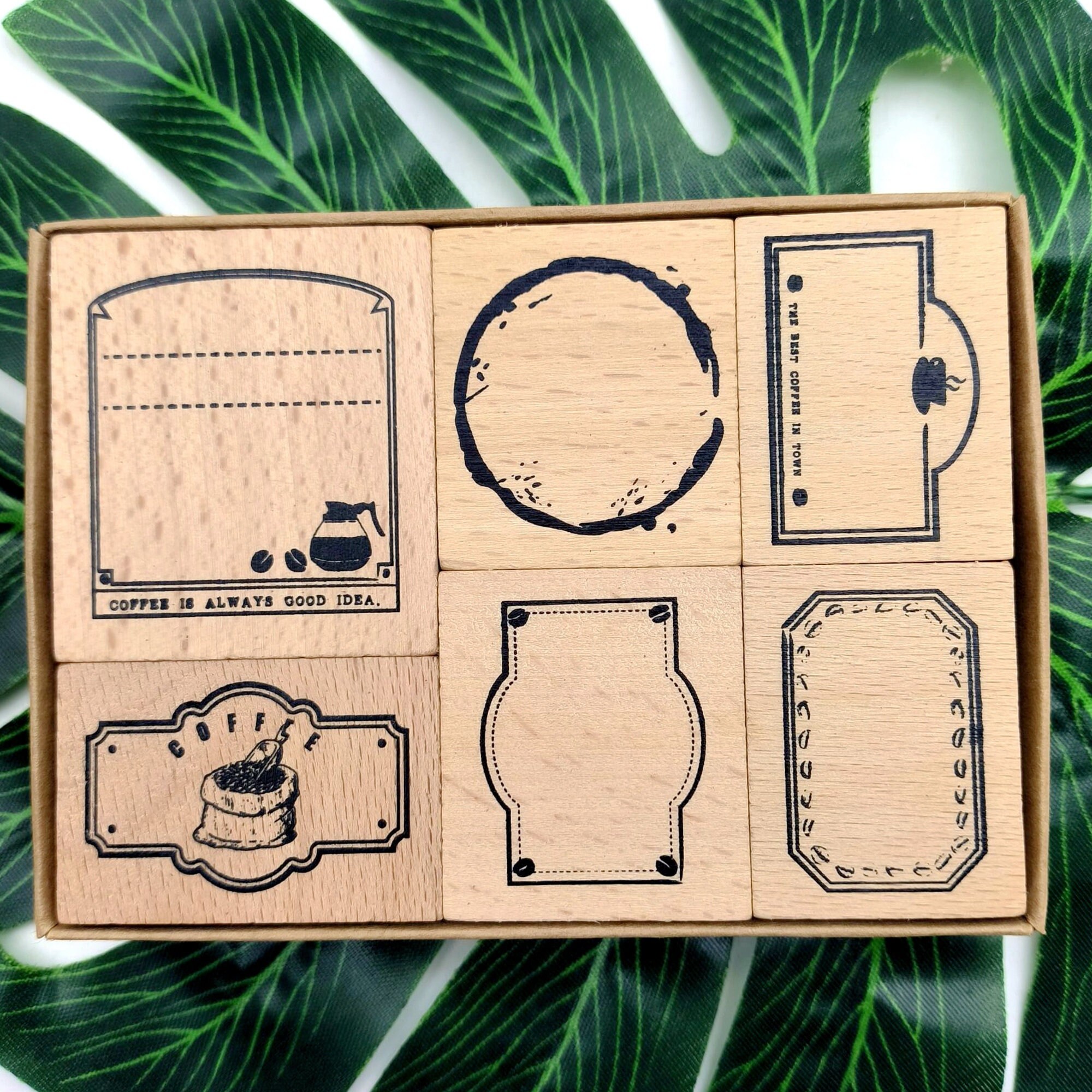 Frame Rubber Stamp Set of 6 pcs Border Stamps Wooden Rubber Stamps Labels Tags Card Making Tool