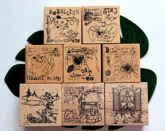 Square Wooden Rubber Stamp: Scrapbooking Card Making