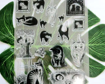 Kit de sellos transparentes de 8 estilos para gatos, para diario, scrapbooking y tarjetas.