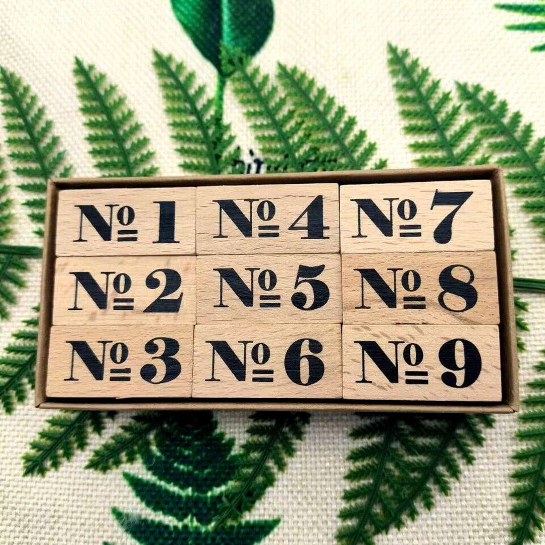 Vintage Number Rubber Stamp Set Diary Journaling Planner Stamps - 9 Pcs ...