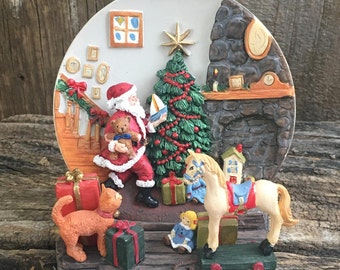 Vintage "A Christmas Remembered" 1997 z oryginalnym pudełkiem - śliczny dwuczęściowy zestaw / Święty Mikołaj w Wigilię