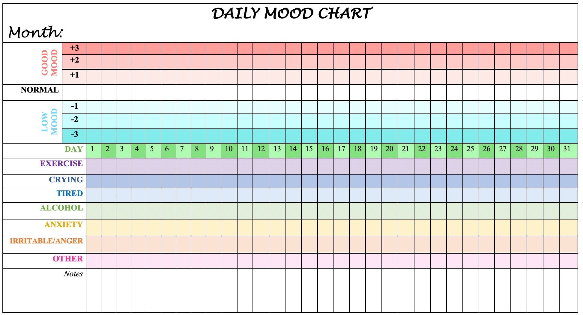 Bipolar Mood Tracker Printable Pdf Printable Word Searches