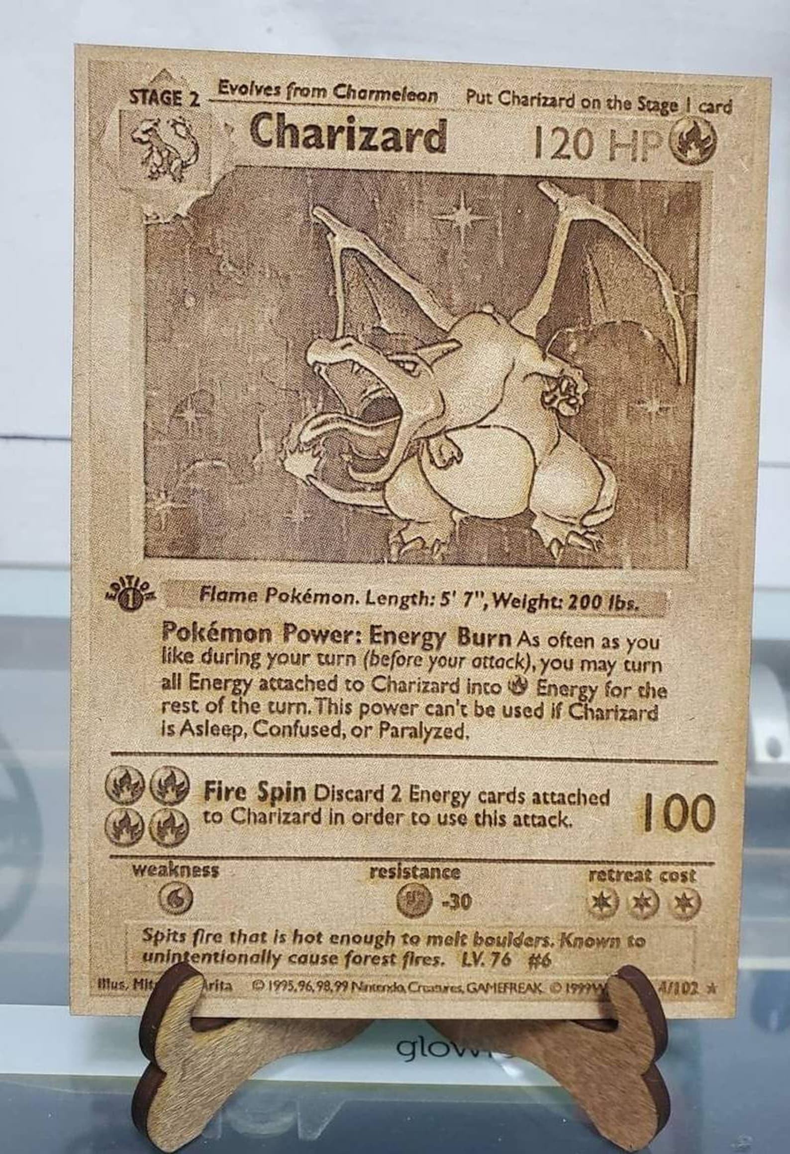 1st edition charizard base set 1999 pokemon card engrave with Etsy