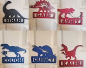 Glowforge ready personalized dinosaur sign laser file SVG ONLY 7 dinosaurs included with boy and girl walking trex