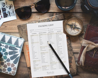 Editable Travel Packing List, Printable PDF Download