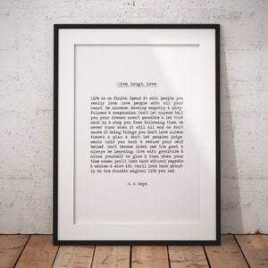 Vivi, ridi, ama citazione di A.W.Doys Stampa artistica