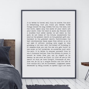 Stampa artistica da parete con citazione tipografica della saggezza del Buddha - Buddismo, buddista, Buddha, Dalai Lama, meditazione, yoga, mantra, motto