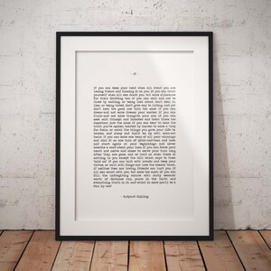 If poem quote by Rudyard Kipling. -If you can keep your head. Minimalist typewriter typographical word art print for sons, nephews, boys.