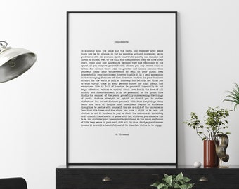 Cytat Desiderata autorstwa Maxa Ehrmanna Minimalistyczny druk typograficzny