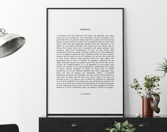 Desiderata Quote by Max Ehrmann Minimalist Typographical Art Print