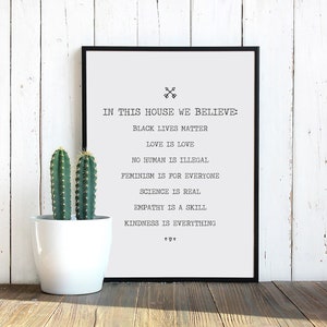 In This House We Believe Manifesto Wall Art Print