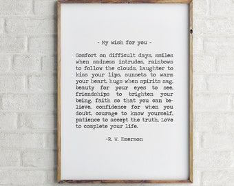 Este es mi deseo para ti, cita de Ralph Waldo Emerson, Impresión artística