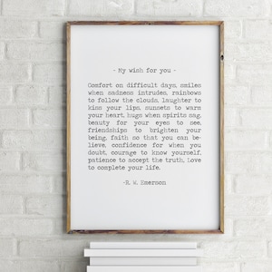 Dies ist mein Wunsch für Sie, Ralph Waldo Emerson Zitat, Kunstdruck