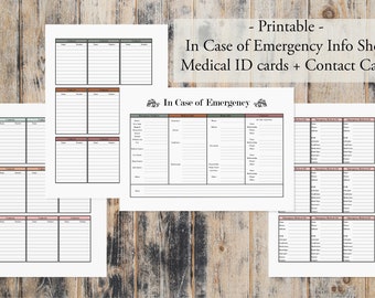emergency info cards etsy