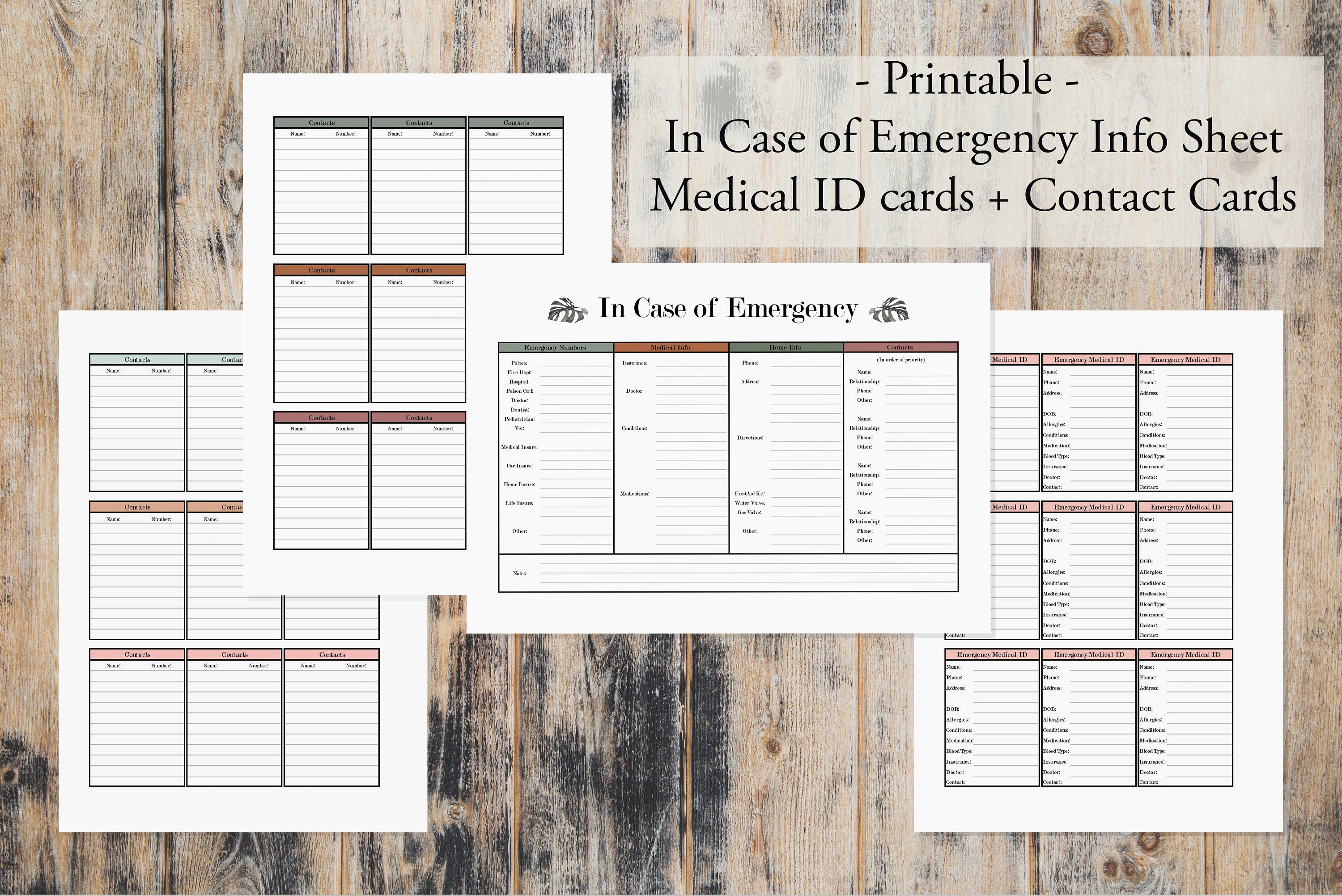 Emergency Id Card Printable